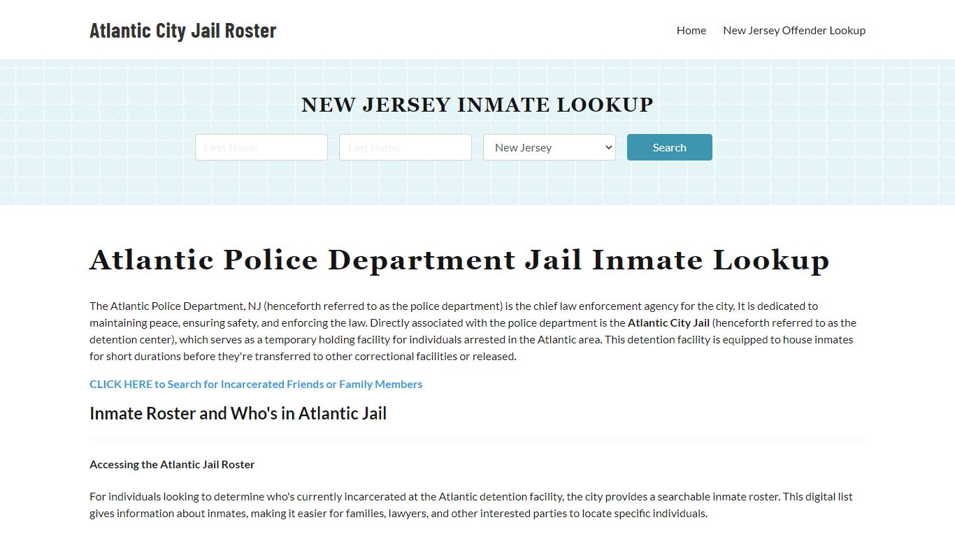 Atlantic Police Department & City Jail, NJ Inmate Roster, Arrests, Mugshots